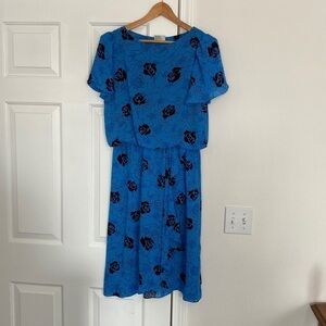 J.B. TOO vintage 80s sky blue rose dress.